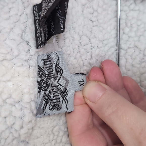 VTG Y2K 90s Silver Point Blue Red Plaid Sherpa Lined Jacket **Broken Zipper** - Picture 2 of 7